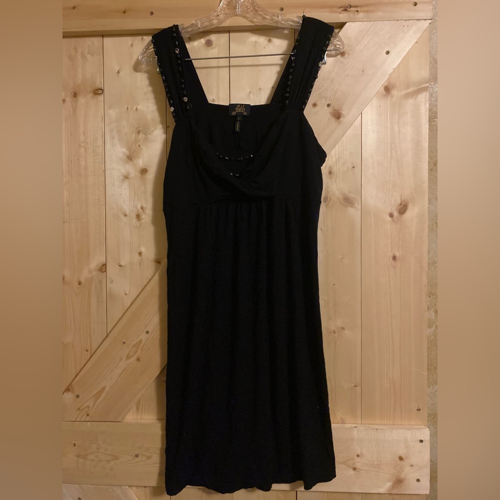 Faith L Knee Length Black Dress with Bead Details